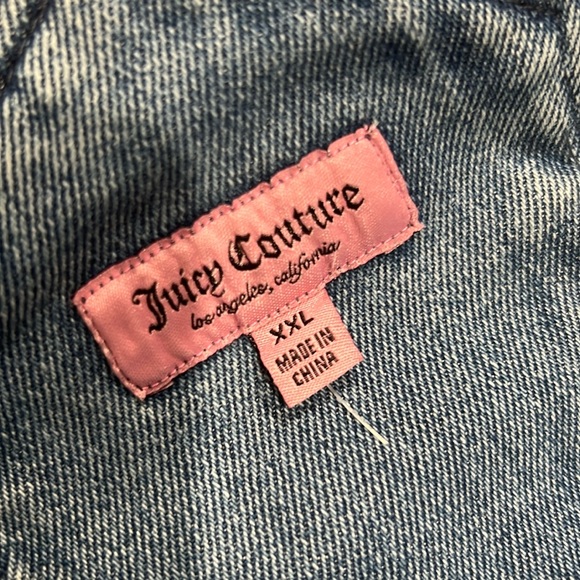 JUICY COUTURE DENIM WIDE LEG OVERALL WITH RELEASE HEM in Medium Wash XXL - Picture 5 of 11